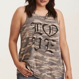 Torrid 2 Camo Tank Top with Love written on it